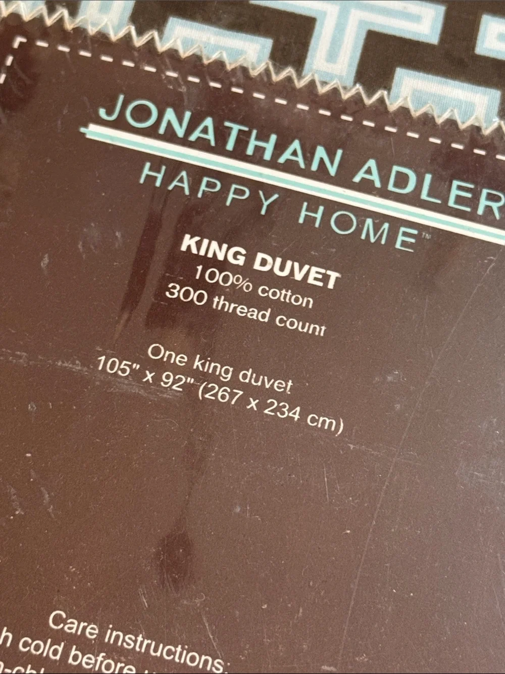 Jonathan Adler Brown & Light Blue Geometric King Duvet Cover RARE